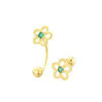 925 Sterling Sølv Stud Earring, Flower, forgyldt, forskellige stilarter for valg & Micro Pave cubic zirconia & for kvinde & hule, flere farver til valg, 6.50x6.70mm, Solgt af par