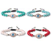 Evil Eye sieraden Armband, turkoois, met Textiel binnenwerk Cord & Zinc Alloy, Verstelbare & uniseks, meer kleuren voor de keuze, 270mm, Lengte Ca 10.62 inch, Verkocht door PC