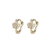 Messing Hendel weer Earring, gold plated, micro pave zirconia & voor vrouw, 6x11mm, Verkocht door PC