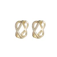 Messing Hendel weer Earring, gold plated, micro pave zirconia & voor vrouw & hol, 4.70x12.80mm, Verkocht door pair