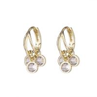 Brass Lever Back Earring gold color plated micro pave cubic zirconia & for woman Sold By Pair