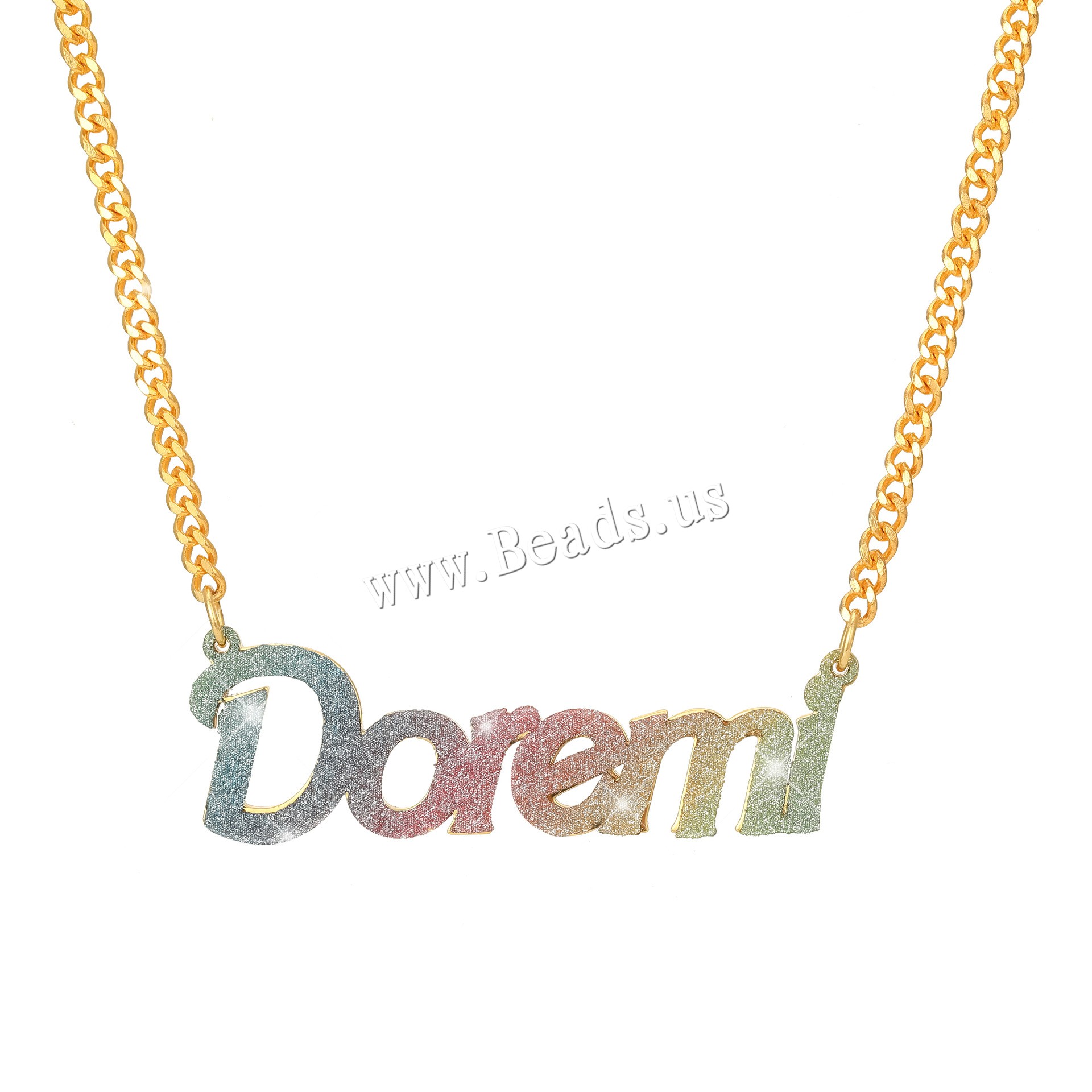 Collana personalizzata, 304 acciaio inox, with 1.97inch extender chain, gioielli di moda & per la donna, dorato, Lunghezza Appross. 17.72 pollice, Venduto da PC