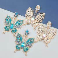 Rhinestone Ørering, Zinc Alloy, Butterfly, mode smykker & for kvinde & med rhinestone, flere farver til valg, 87x64mm, Solgt af par