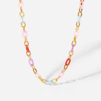 Collier acrylique, Acier inoxydable 304, avec Acrylique, avec 5cm chaînes de rallonge, bijoux de mode & pour femme, doré, 8mm, Longueur Environ 43.5 cm, Vendu par PC