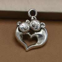 Pendentifs coeur en alliage de zinc, Plaqué de couleur d'argent, Vintage & unisexe, argent, protéger l'environnement, sans nickel, plomb et cadmium, 16x14mm, Vendu par PC