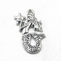 Zinc Alloy Pendler, Mermaid, antik sølv farve forgyldt, Vintage & Unisex, sølv, nikkel, bly & cadmium fri, 14x28x2.40mm, Solgt af PC