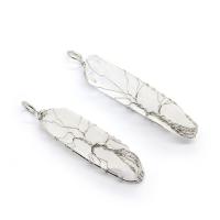 Quartz Gemstone Pendants Clear Quartz with brass wire irregular plated DIY 13x55- Sold By PC