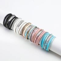 Bracelets cordon PU, cuir PU, avec alliage de zinc, multicouche & pour femme & avec strass, plus de couleurs à choisir, 32mm,48mm, Longueur Environ 7.67 pouce, Vendu par PC