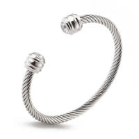 304 Stainless Steel Ranneke rannerengas, kanssa Cubic Zirkonia, kiiltävä, naiselle, alkuperäinen väri, 5mm, Sisäläpimitta:N. 58mm, Myymät PC