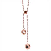 Collier d'acier titane, avec zircon cubique, avec 1.97inch chaînes de rallonge, bijoux de mode & pour femme, couleur or rose, Longueur Environ 17.72 pouce, Vendu par PC