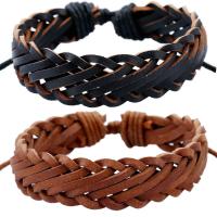 Pulseira de couro, corda de Couro de vaca, with 9-10cm extender chain, Roda, Ajustável & joias de moda & para o homem, Mais cores pare escolha, comprimento 17-18 cm, vendido por PC