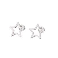 Sterling Silver Smycken Örhänge, 925 Sterling Silver, Star, silver pläterad, för kvinna & ihålig, 8.90x8.50mm, Säljs av Par