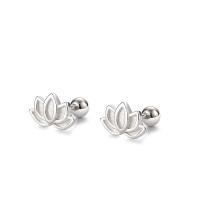 Sterling Silver šperky náušnice, 925 Sterling Silver, Lotus, barva stříbrná á, pro ženy, 5.80x8.80mm, Prodáno By Pair