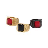 Bague en acier inoxydable, Acier inoxydable 304, avec verre, Motif géométrique, normes différentes pour le choix & pour homme, plus de couleurs à choisir, Taille:7-13, Vendu par PC