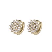 ottone orecchino a sostegno, placcato color oro, Micro spianare cubic zirconia & per la donna, 9.50x10mm, Venduto da coppia