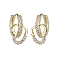 Messing Hendel weer Earring, gold plated, micro pave zirconia & voor vrouw, 8x13mm, Verkocht door pair