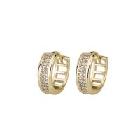 Messing Huggie Hoop Earring, gold plated, micro pave zirconia & voor vrouw & hol, 4x12mm, Verkocht door pair