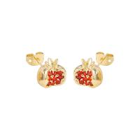 Cubic Zirconia Micro Pave Brass Earring Garnet gold color plated micro pave cubic zirconia & for woman Sold By Pair