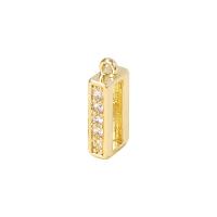 Cubique Pendentif en laiton zircon pavent, rectangle, Placage de couleur d'or, pavé de micro zircon & pour femme, 2x9mm, Vendu par PC