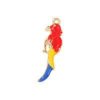 Brass Jewelry Pendants Parrot gold color plated for woman & enamel multi-colored Sold By PC