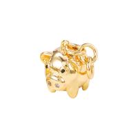 Cubic Zirconia Micro Pave Brass Pendant Pig gold color plated micro pave cubic zirconia Sold By PC