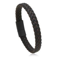 PU cavo bracciali, with lega in zinco, fatto a mano, gioielli di moda & lunghezza differente per scelta & unisex, nero, 10mm, Venduto da PC