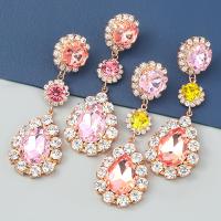 Zinc Alloy Drop Earrings fashion jewelry & for woman & with glass rhinestone & with rhinestone Sold By Pair