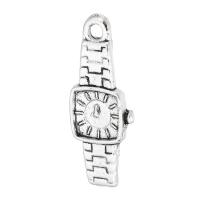 Colgantes de Aleación de Zinc, Reloj, chapado en color de plata antigua, unisexo, plateado, libre de níquel, plomo & cadmio, 9x23x2mm, agujero:aproximado 2mm, Vendido por KG