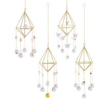 Hangende Ornamenten, Kristal, met Ijzer, gold plated, gefacetteerde & hol, meer kleuren voor de keuze, 45-50cm, Verkocht door PC