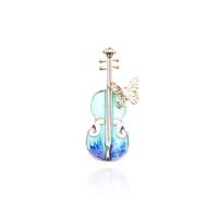 Glazuur broche, Messing, met Cubic Zirconia, uniseks, nikkel, lood en cadmium vrij, 49x19mm, Verkocht door PC