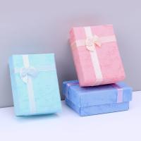 Jewelry Gift Box Paper with Sponge Rectangle hardwearing & dustproof & with ribbon bowknot decoration Sold By PC