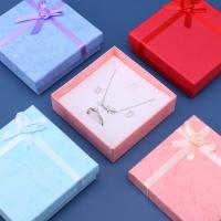 Jewelry Gift Box Paper Square hardwearing & dustproof & with ribbon bowknot decoration Sold By PC