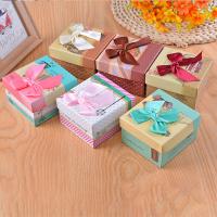 Κοσμήματα Gift Box, Χαρτί, Πλατεία, Ανθεκτικό & Dustproof & με διακόσμηση κορδέλα bowknot, περισσότερα χρώματα για την επιλογή, 90x85x55mm, Sold Με PC