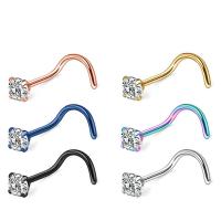 Titanium Steel Nose Piercing Jewelry with Cubic Zirconia Vacuum Plating fashion jewelry & for woman Sold By PC