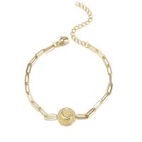 Bracelet d'acier titane, Placage de couleur d'or, pour femme & creux, 220mm, Vendu par PC