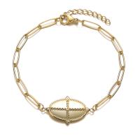 Bracelet d'acier titane, Placage de couleur d'or, pour femme & creux, 220mm, Vendu par PC