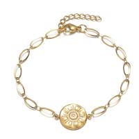 Bracelet d'acier titane, Placage de couleur d'or, pour femme & creux, 210mm, Vendu par PC