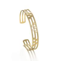 Titanium Staal Manchet Bangle, gold plated, Verstelbare & voor vrouw & hol, Verkocht door PC