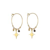 Titanium Staal Earring, met Seedbead, gold plated, voor vrouw, 44mm, Verkocht door pair