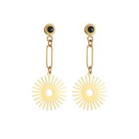 Titanium Staal Earring, met turkoois, gold plated, voor vrouw, meer kleuren voor de keuze, 37mm, Verkocht door pair