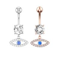 Rustfrit stål Belly Ring, 316L Stainless Steel, Evil Eye, Micro Pave cubic zirconia & for kvinde & hule, flere farver til valg, 10x1.6mm, 8mm, 5mm, Solgt af PC