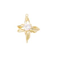 Cubic Zirconia Micro Pave Brass Pendant gold color plated micro pave cubic zirconia & hollow Sold By PC