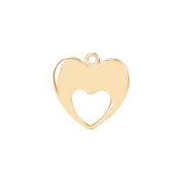 Messing hart hangers, gold plated, hol, 15x15mm, Verkocht door PC