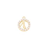 Cubic Zirconia Micro Pave Brass Pendant Flat Round gold color plated micro pave cubic zirconia & hollow Sold By PC