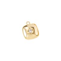 Messing hanger met micro-paved kubieke zirconia's, Plein, gold plated, micro pave zirconia, 11x11mm, Verkocht door PC