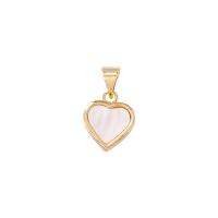 Shell Pendler, Messing, med Shell, Heart, guldfarve belagt, flere farver til valg, 10x10mm, Solgt af PC