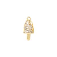 Cubique Pendentif en laiton zircon pavent, Placage de couleur d'or, pavé de micro zircon, 5x12mm, Vendu par PC