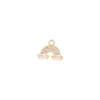 Messing hanger met micro-paved kubieke zirconia's, Regenboog, gold plated, micro pave zirconia, 11.50x9.50mm, Verkocht door PC