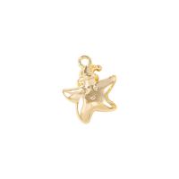 Mässing Smycken Hängen, Star, guldfärg pläterade, 15.80x18mm, Säljs av PC