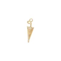 Cubique Pendentif en laiton zircon pavent, parapluie, Placage de couleur d'or, pavé de micro zircon & double trou, 5.70x20mm, Vendu par PC